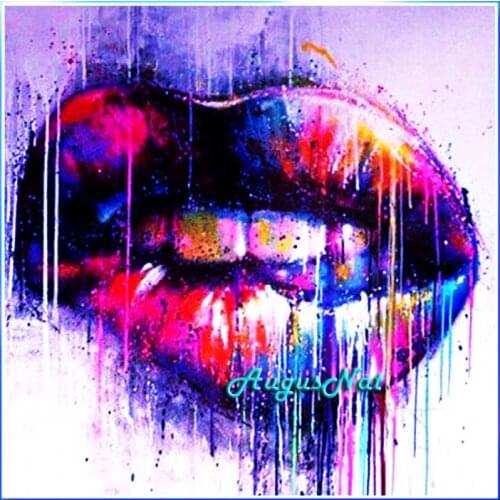 Abstract diamond painting full round mouth wall art decor 5d diy diamond dotz kit mosaic oil painting by number canvas pictures