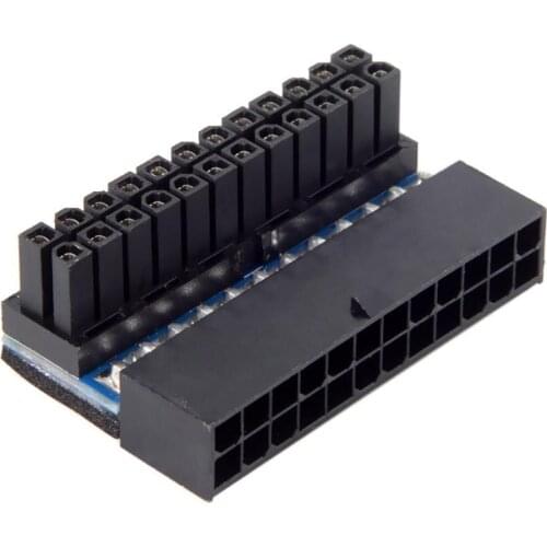 Power Adapter ATX 24Pin Female to 24pin Male 90 Degree Mainboard Motherboard for Desktops PC Supply