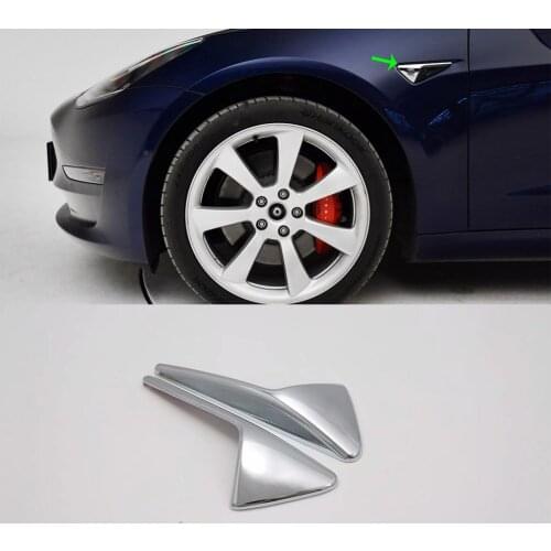 Car Accessories Exterior Decoration ABS Side Light Logo Cover Trim For Tesla Model 3 2019 Car-styling