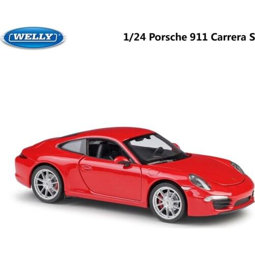 WELLY Diecast 1:24 Model Car Porsche 911 Carrera S Metal Racing Car Alloy Sports Car Toy Car For Kids Gift Decoration Collection