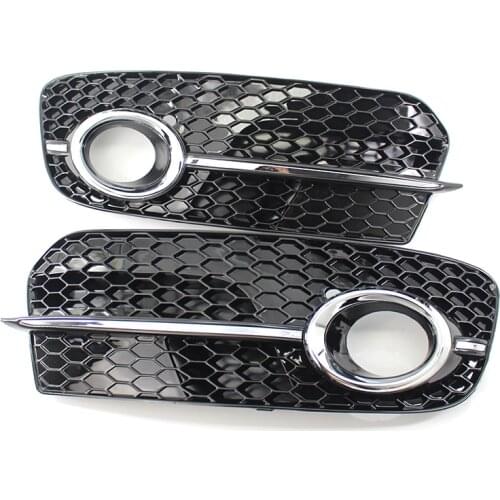 Car Front Bumper Fog Light Grille Fog Lamp Frame for Audi Q5 2009-2012 ABS Car Replacem Racing Grills Auto Accessories