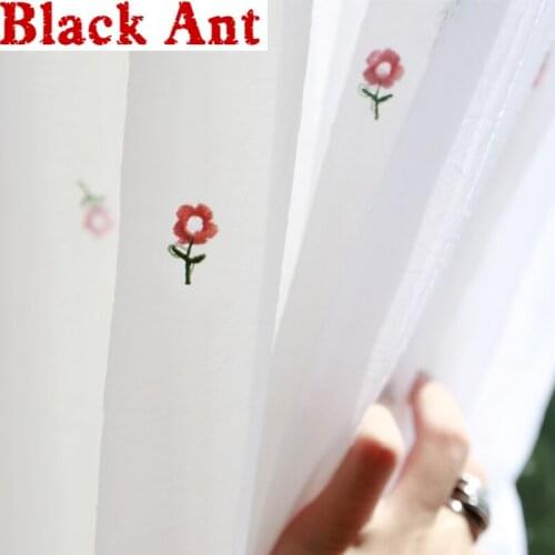 White Sheer Curtain for Girls Room Bedroom Floral Pattern Tulle Curtain for Living Room Balcony Tulle Drape Custom Made X097#40