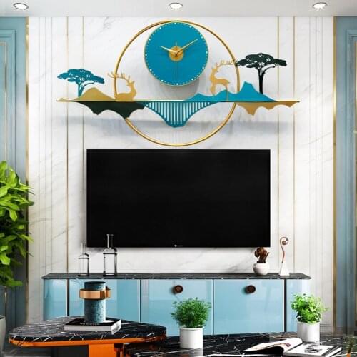 Chinese style clock landscape wall clock living room decoration wall clock new Chinese style wall clock creative electronic