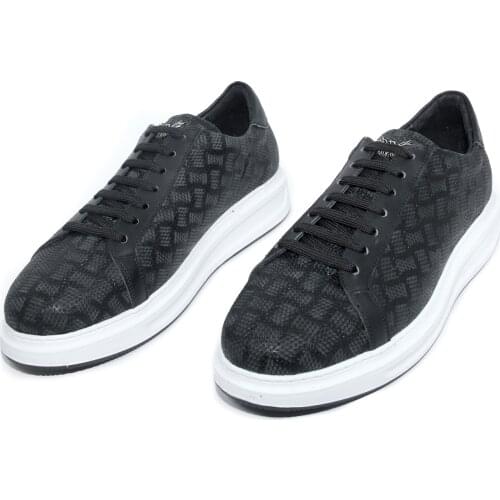 Handmade Black port Sneakers with Natural Calf Skin, Patterned Matte Embossed Lazer Leather, Mens Casual Lightweight Shoes