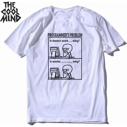 COOLMIND 100% cotton funny print programmer problem men T shirt casual summer men Tee shirt loose o-neck T-shirt mens tee shirts
