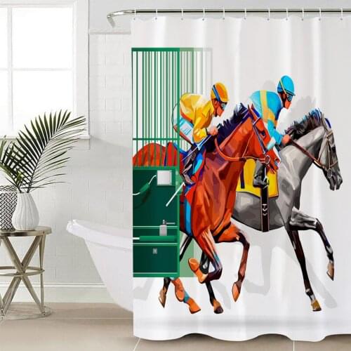Arena Horse Racing Colorful Shower Curtain Bathroom Decorative Waterproof Polyester Fabric Curtain for Bathroom