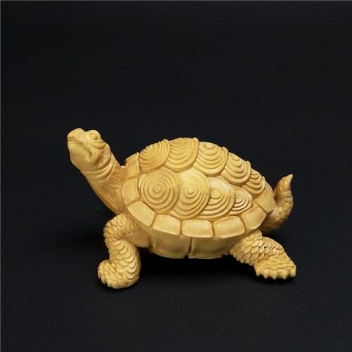 Wood handmade dragon turtle Fengshui Tortoise wealth lucky statues wooden crafts Home decoration