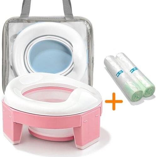 TYRY.HU Baby Pot Portable Silicone Baby Potty Training Seat 3 in 1 Travel Toilet Seat Foldable Blue Children Potty With Bags