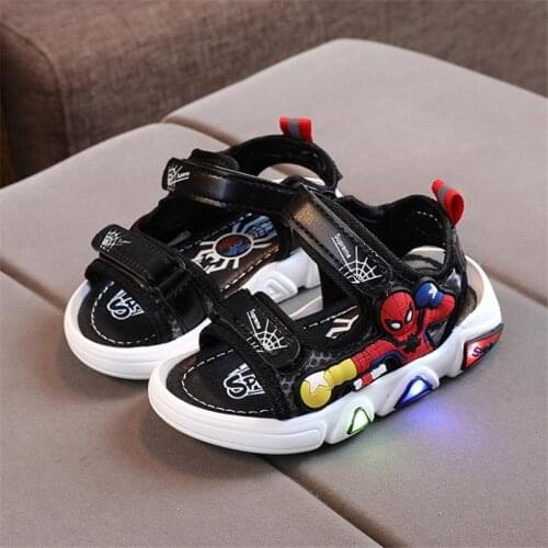 Disney Boys sandals 2021 children summer glow peep-toe light bottom sandals cartoon toddler baby shoes