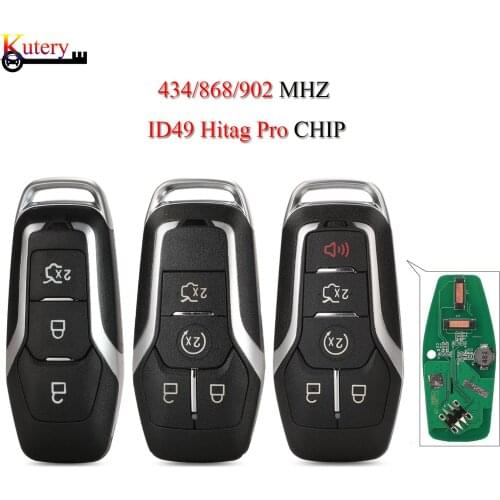Kutery Remote Smart Car Key For Ford Mustang Edge Explorer Fusion Mondeo Kuka 4 Buttons 433.92/434Mhz ID49 Chip