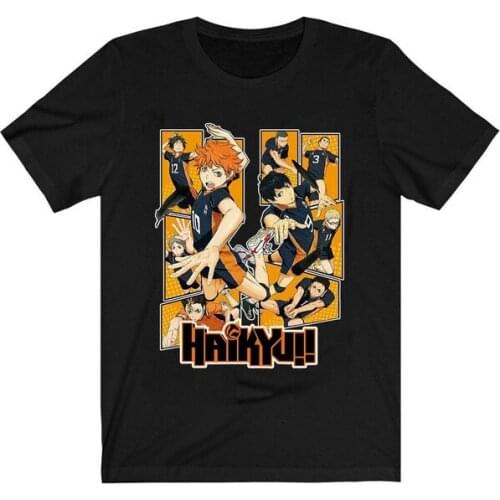 Anime Haikyuu Printed Round Neck T-shirt Cozy Cotton Tops