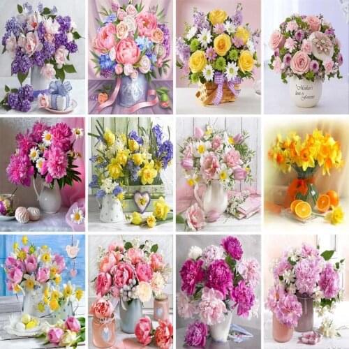 GATYZTORY Painting By Numbers Flowers Picture Drawing On Canvas Acrylic Paints Coloring By Numbers Home Decor 60x75cm