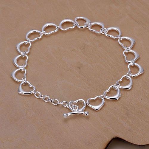 H162 Fine Silver Plated Wholesale Jewelrys,Hot Sale Factory Price Charm Free Shipping 925 Fashion Small Hearts Bracelet /agca