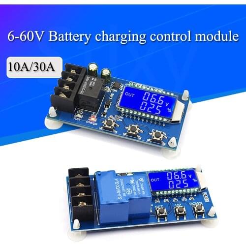 10A 30A 6-60V Lead-acid Solar Storage Battery Charger Control Module Digital Overcharge Protection Control Switch LED indicator