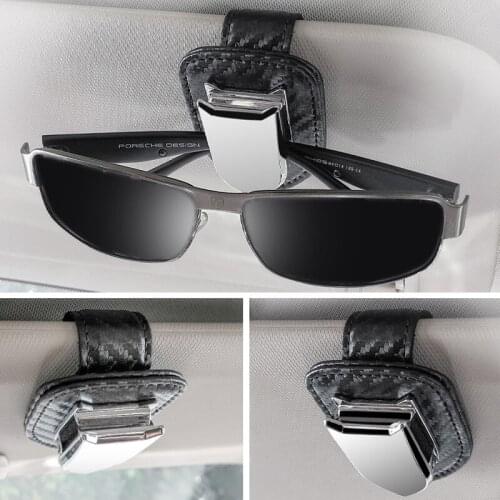 For Toyota Corolla Prado Carbon Fiber Leather Car Glasses Clip Car Glasses Storage Clip Sunglasses General model Accessories