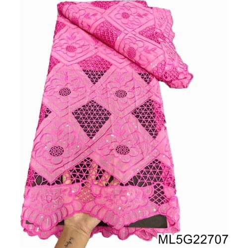 BEAUTIFICAL African Lace Fabric 2021 Water Soluble Nigerian Wedding High Quality Cotton Lace 5 yards For Wedding Party ML5G227