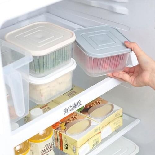 Square Drain Sealed Box Refrigerator Food Crisper Debris Fridge Box Tray Kitchen Organizer Garlic Onion Food Container Cocina