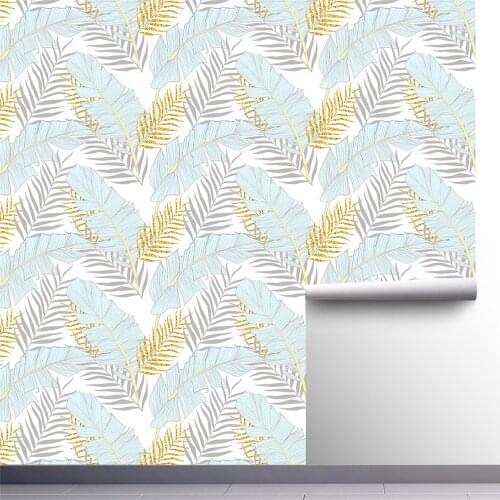 LUCKYYJ Modern Floral Leaves Peel And Stick Wallpaper Self-Adhesive Removable Vinyl Film for Bedroom Walls Doors Stairs Cabinets