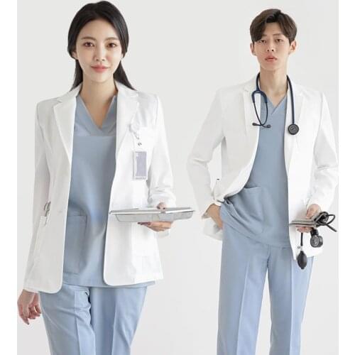 High Quality Medical Scrubs Uniforms Hospital Nurse Lab Coat White Pharmacy Clinic Beauty Salon Work Wear Doctor Coat AS331