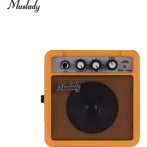 Muslady 5W Mini Guitar Amp Speaker with 3.5mm & 6.35mm Inputs 1/4 Inch Output Supports Volume Tone Adjustment Overdrive