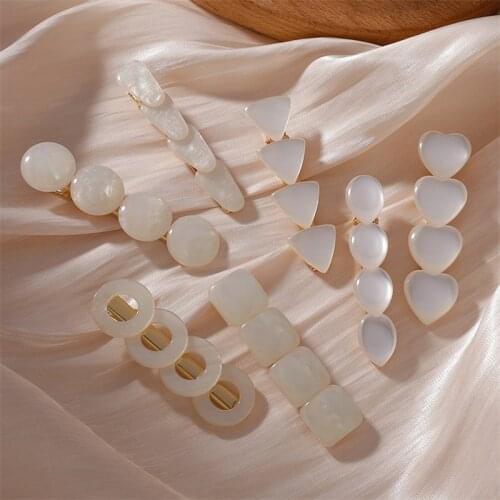 Fashion Design Imitation Opal Hairpin Heart Round Square Shape For Women Girls Cute Geometric Hair Clip Jewelry Party Gifts