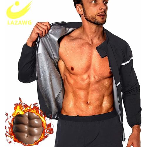 LAZAWG Mens Sauna Sweat Suits Gym Body Slimming Shirt Underwear Waist Trainer VestTank Tops Shaper Vest Belt Sweat Cinchers