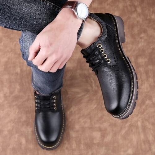 Men genuine Leather Shoes lace up oxfords spring autumn Mens Flats Oxfords Shoes outdoor Man Causal Shoes Lace-Up Shoes For Men