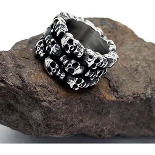 2021 Fashion 316L Stainless Steel Mens Ring Skull Punk Exaggerated Big Ring Show Domineering Accessories Gift