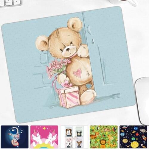 Antislip Mousepad PU Leather Computer Mousepad Cute Cartoon Pattern Office Home Laptop/PC Mat Universal 25x21cm Mouse Mat