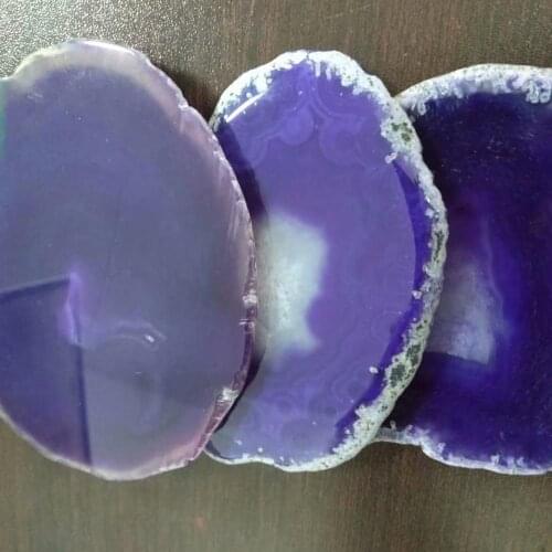 Whole sale high quality bulk purple crystal AGATE SLAB Geode Slice Crystal Mineral Coaster 3 pcs