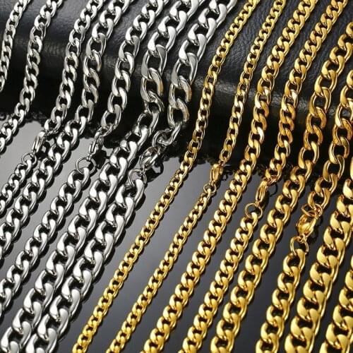 Modyle Mens Necklace Round Miami Cuban Link Chain Gold Silver Color Stainless Steel Necklace for Man Punk Boy Male Colar Gifts