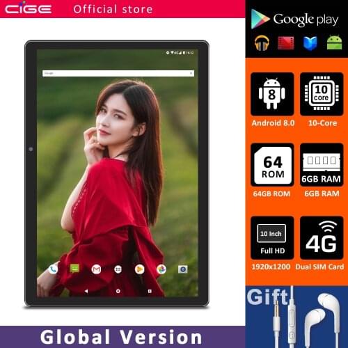 CIGE N9 10 Inch Tablet PC Android 1920x1200 FHD 6GB RAM 64GB ROM 10 Core GPS Dual WIFI With Keyboard