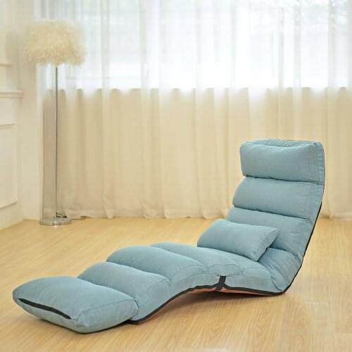Portable Leisure Chair Adjustable Lazy Sofa Floor Chair with Feet Cushion Cotton and Line Fabric Sofa Bed Strong Bearing