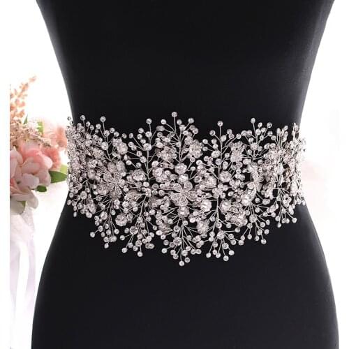 100% Handmade Stunning Bridal Belt Designer Belt Fashion Alloy Flower Bridal Belts Formal Rhinestone Belt Wholesale Wedding Belt