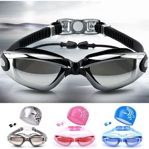 Q Sports Eyewear Swimming Goggles Professional Anti-fog UV Waterproof 1 Set Earplugs Swimming Accessories Swimming Glasses