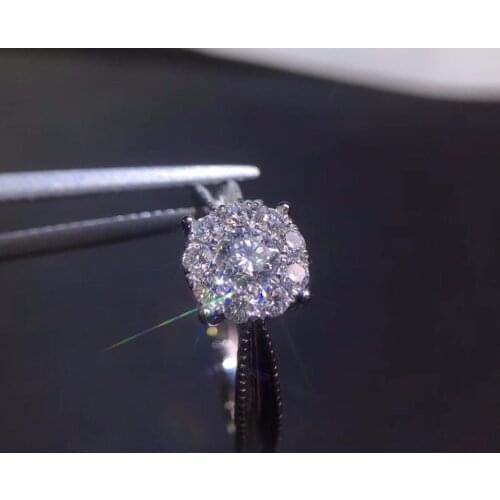 On Sale Fine Jewelry Real 18K Facny 0.21ct White Diamond Wedding Engagement Female Rings for Women Fine Diamonds Ring