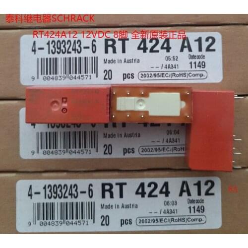 For Tyco relay for SCHRACK RT424A12 12VDC 8 feet genuine original 8A good quality