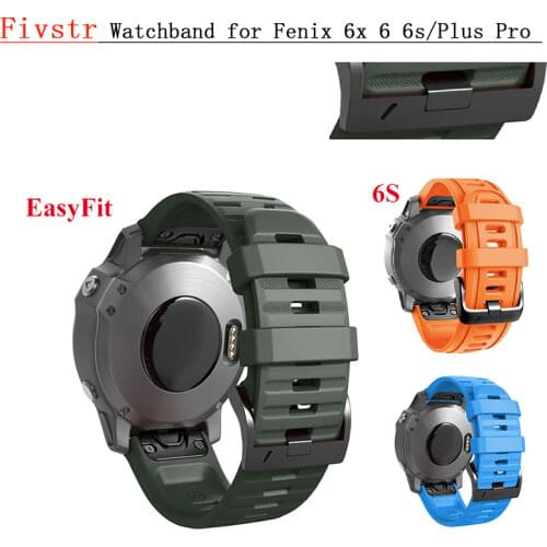 20 22 26mm Easyfit Watchband Strap for Garmin 6X 6 6Pro 6S Quick Release Silicone Wrist Strap for Garmin Fenix 5X 5 5S Watch