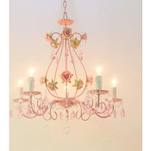 Pink Rose Wedding Chandelier Lighting Restaurant Chandeliers Crystal Lamp Ceiling Bedroom Chandelier Modern Lustre Crystal Light
