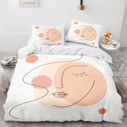 Face Line Art Bedding Set 3D Printing Human Face Artistic Duvet Cover 2/3 Pcs Home Textile Bed Cover Set For Bedroom Bedspread