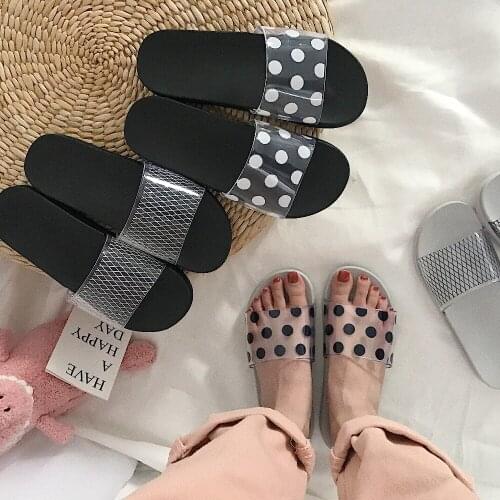 All-match transparent polka dot slippers women summer pvc beach sandals feminino outdoor roman sandals lady new arrival sandals