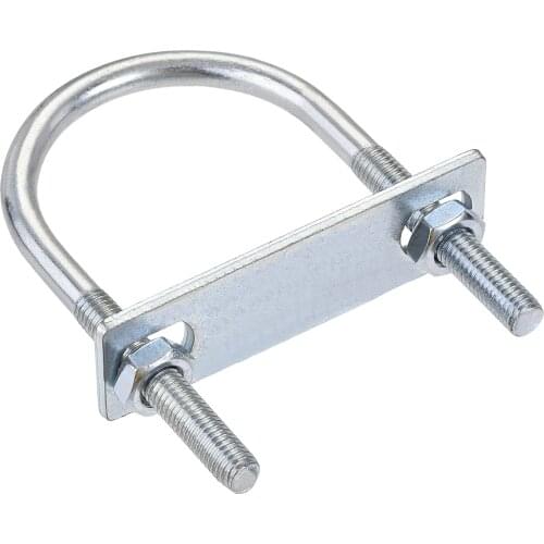 Uxcell Round U-Bolt 2.17"(55mm) Inner Width 100mm Length Steel M8 with Nut, Plate 1 Set