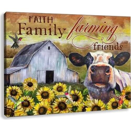 Inspiration Sunflowers Canvas Painting Wild Cattle Cow Print Pictures Wall Artwork Decor Room Posters Unframed Home Decoration