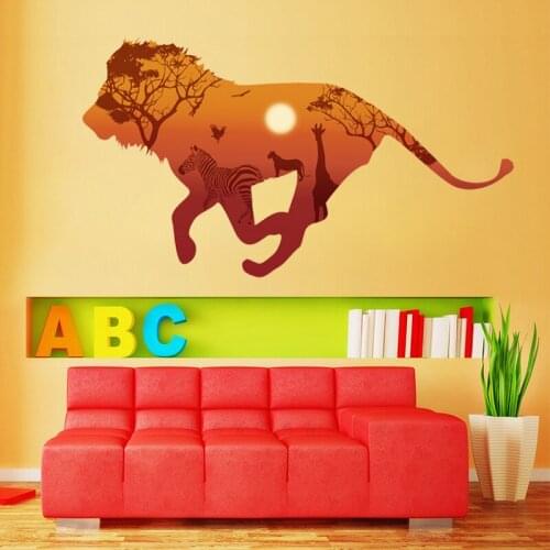 Forest Silhouette Lion wall sticker Vinyl DIY animal art wall decals for Living room Childrens room bedroom home decor sticker