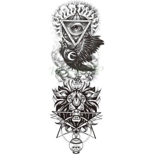 Waterproof Temporary Tattoo Sticker Weird Big Eye Crow Lion Triangle Full Arm Tattoos Fake Tatto Flash Tatoo Art for Men Women