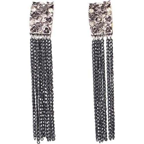 White Rhinestone Long Tassels Earring Women fashion earrings New arrival metal with gems stud for women girls E950