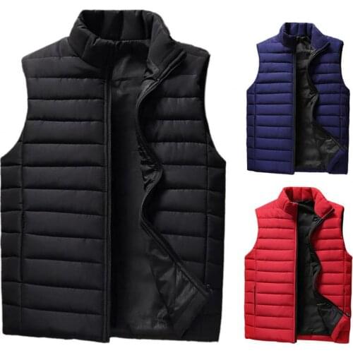 Winter Sleeveless Stand Collar Men Waistcoat Slim Fit Thicken Warm Zipper Closure Winter Vest Men Clothes dropshipping