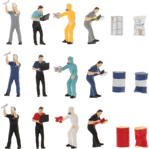 1:64 Model Tiny Figures Worker Figurine Doll Toys Accessory Table Decoration Building Model Scenery