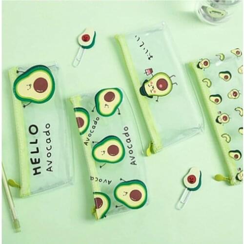 1Pc Cute Avocado Pencil Case Kawaii for Kids Gift School Pencil Box Pencilcase Transparent Pencil Bag School Supplies Stationery