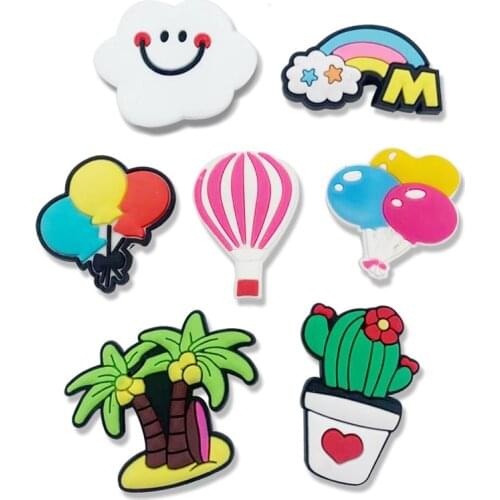 1Pcs Cartoon Rainbow Cloud Moon Ballon Heart Shoe Charms Shoe Accessories for Kids Party Gift Buckle Croc Jibz